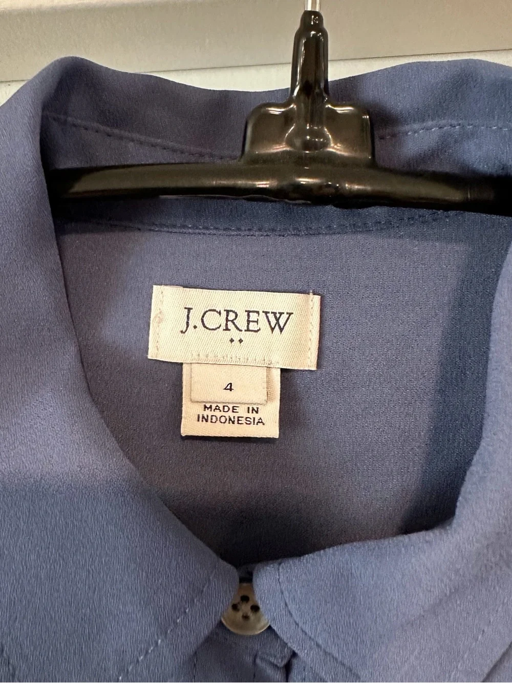 J. Crew Blue Long-Sleeve Button-Front Poly Shirt #LS1